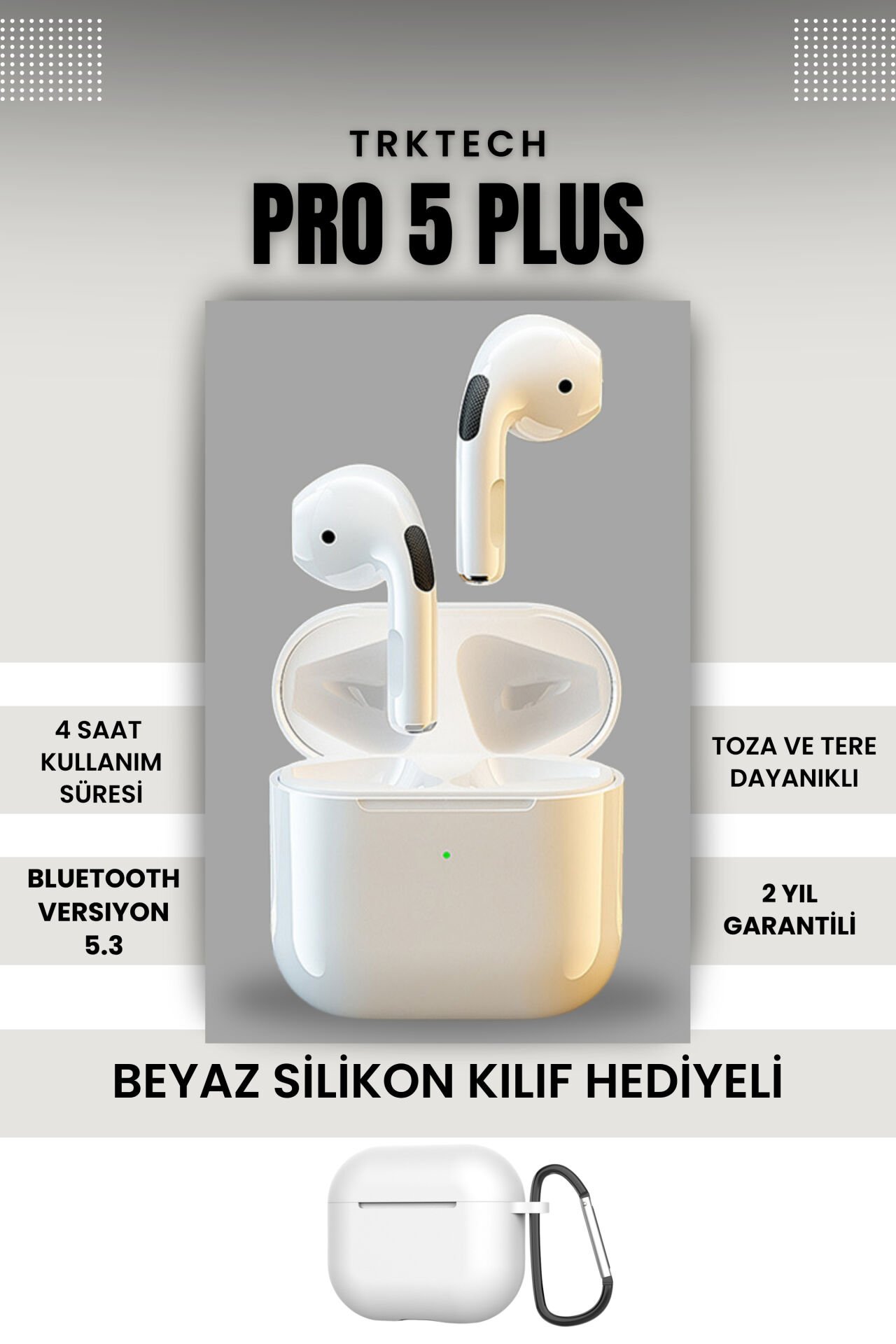 Pro 5 Plus Beyaz Bluetooth Kulaklık