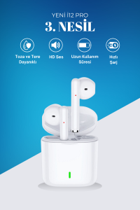 i12 Pro 3. Nesil Beyaz Bluetooth Kulaklık