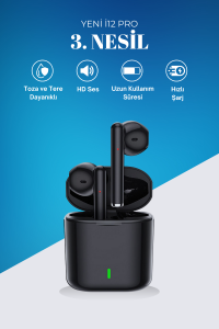i12 Pro 3. Nesil Siyah Bluetooth Kulaklık