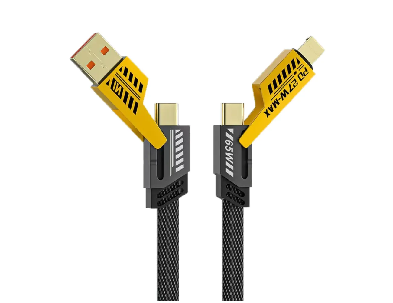 4'Ü 1 ARADA HIZLI ŞARJ KABLOSU TYPE-C 65W LİGHTNİNG 27W + USB VE USB-C VERİ-AKTARIM KABLOSU